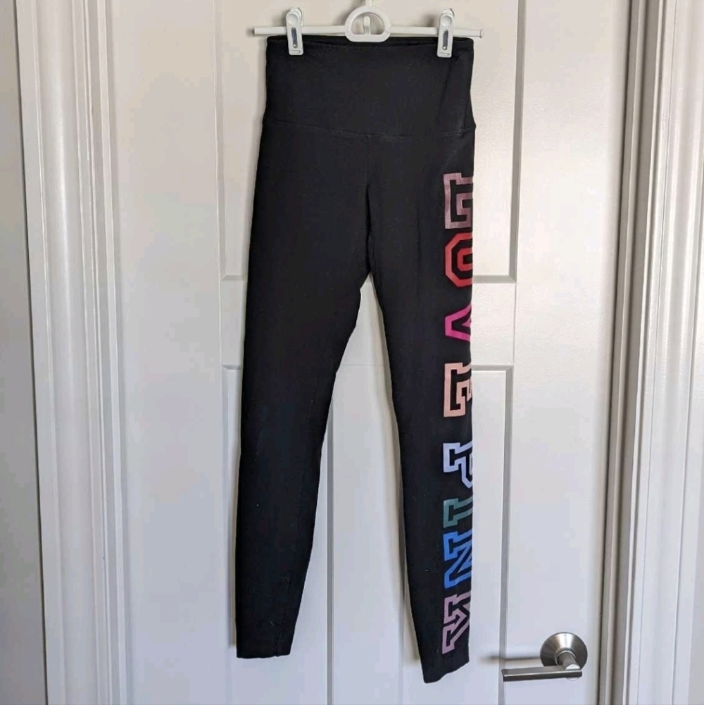 Victoria's Secret PINK Colorful Spell Out Leggings - Black sz XS